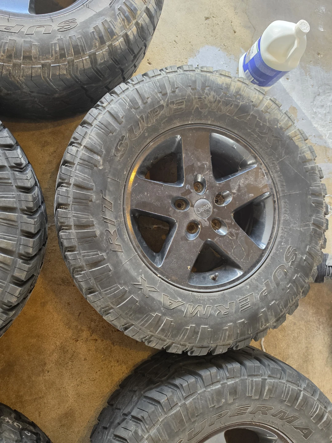 (5) 17 inch Jeep rims wheels 5x5 5x127 on 33x12.5R17 tires