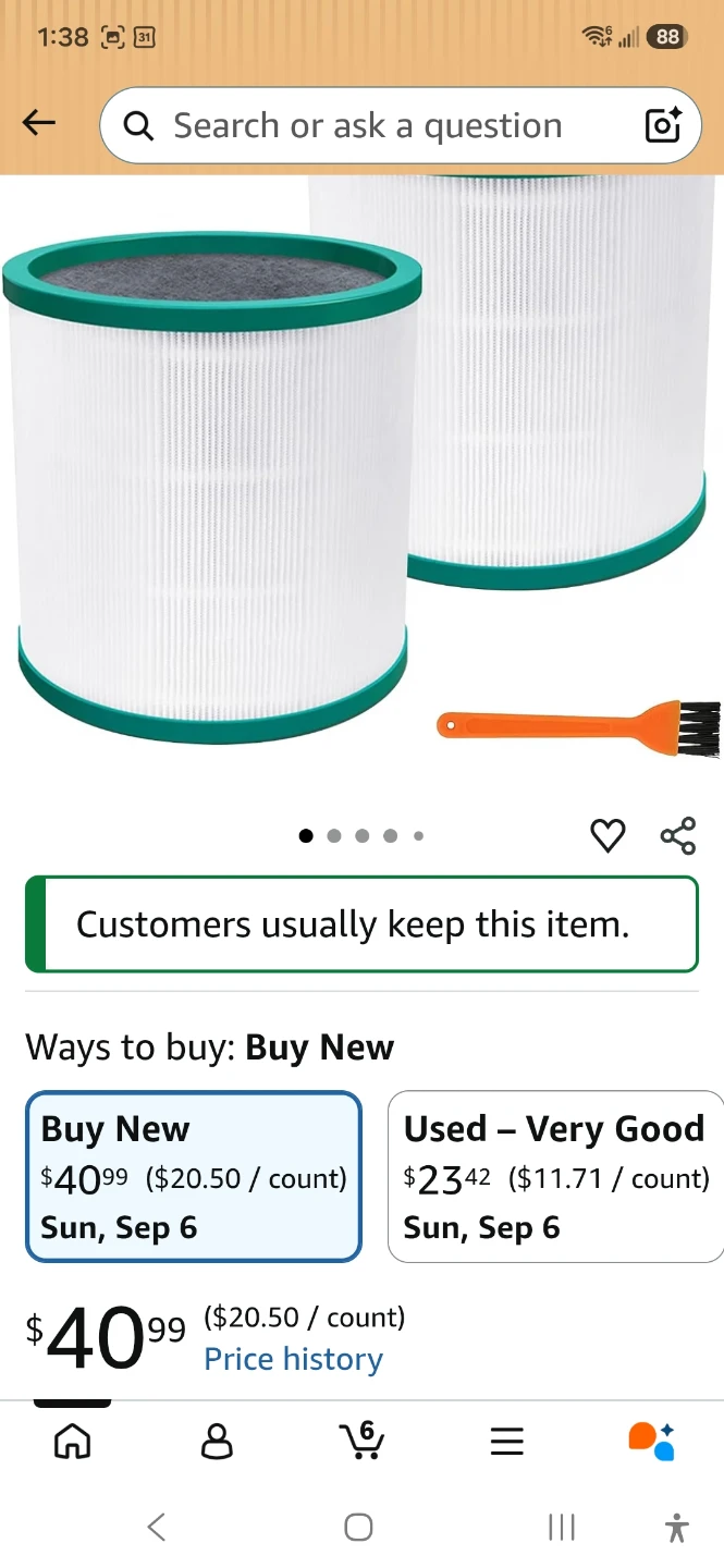 HEPA filters for Dyson air purifier/fan - photo 2