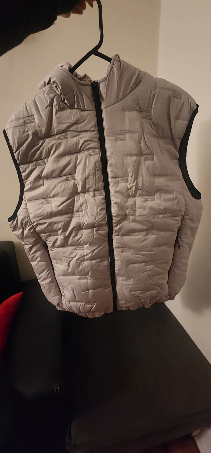 Men's Light Gray Padded Hooded Vest - photo 4