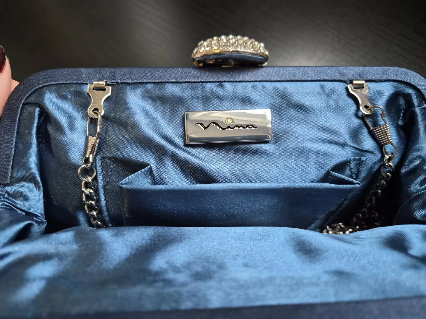 Vintage Inspired Navy Satin Evening Clutch - photo 3