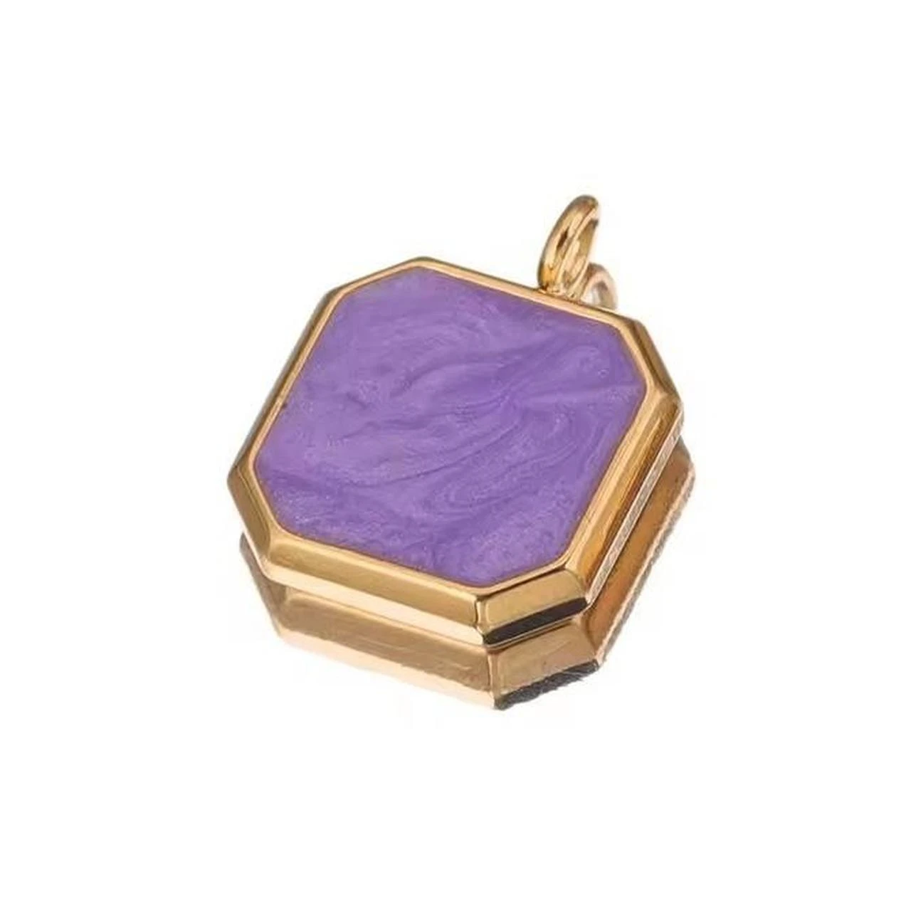 Boho Purple Glitter Pendant in Paperclip Necklace Stainless - photo 2