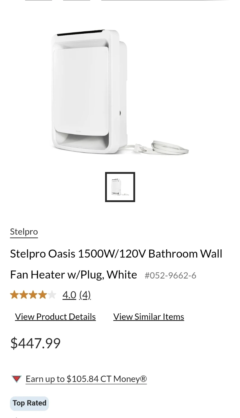 Stelpro Oasis 1500w Bathroom Fan Heater w Thermostat - photo 3