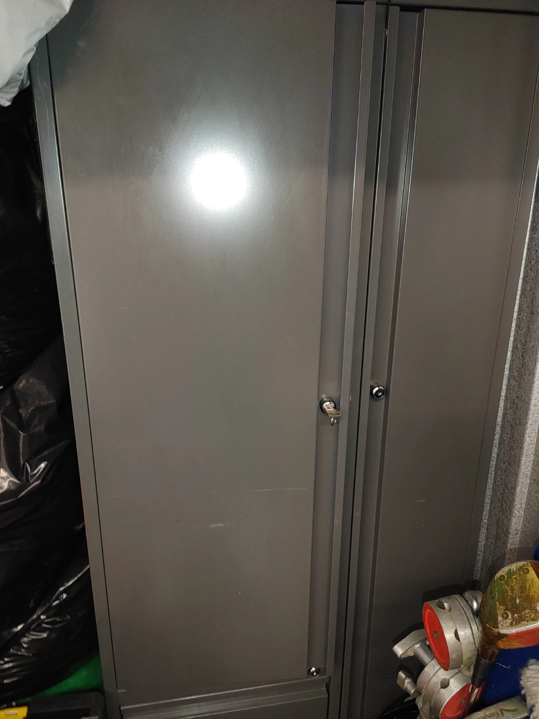 Grey Metal Storage Cabinet with Lockable Doors - photo 3