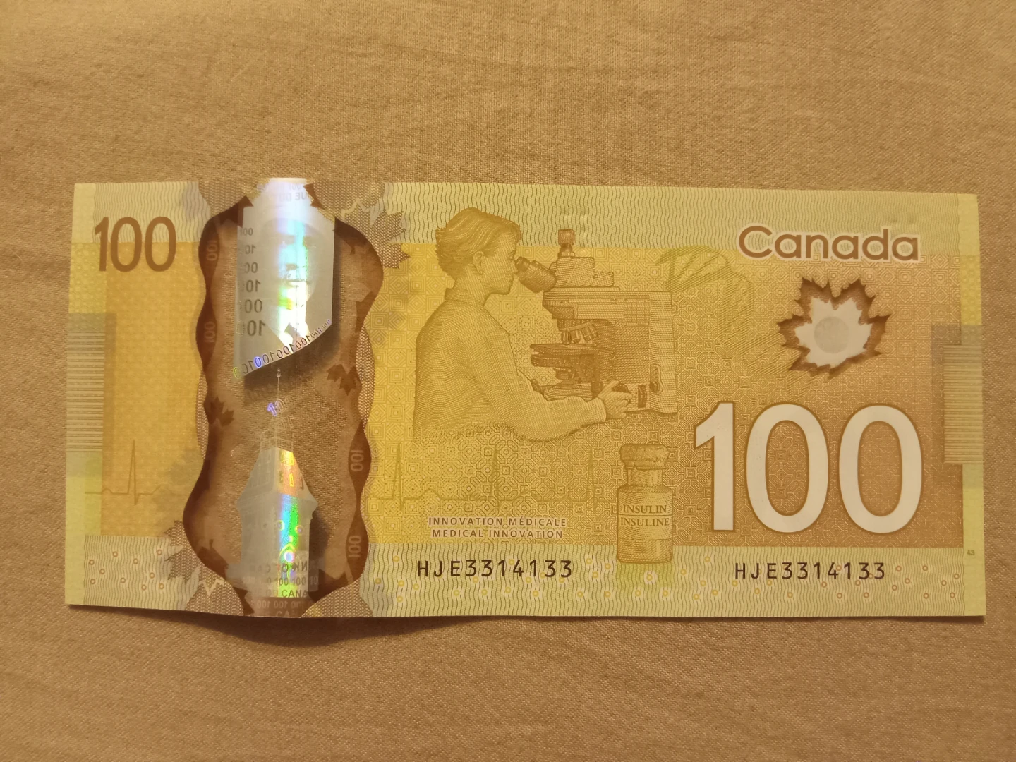 Canadian $100 Banknote – Radar Serial Number (Collector Note)