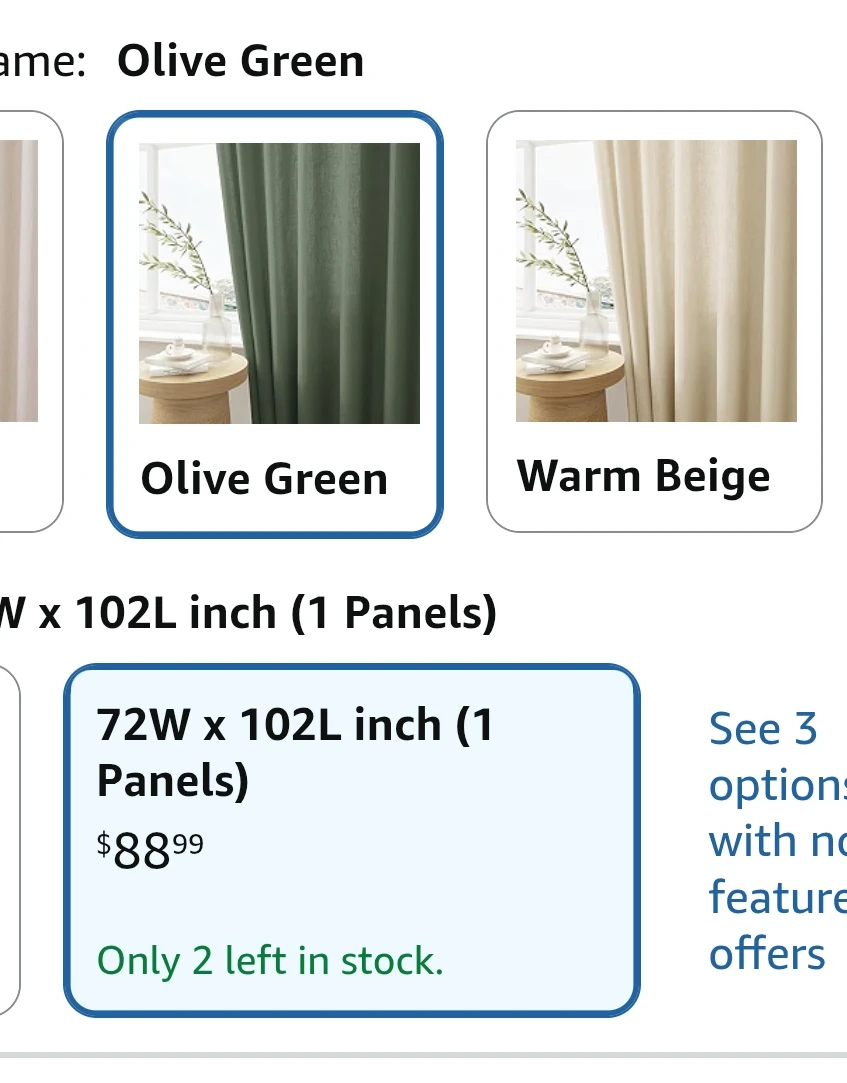 Olive Green Curtain 72W x 102L inch - photo 3