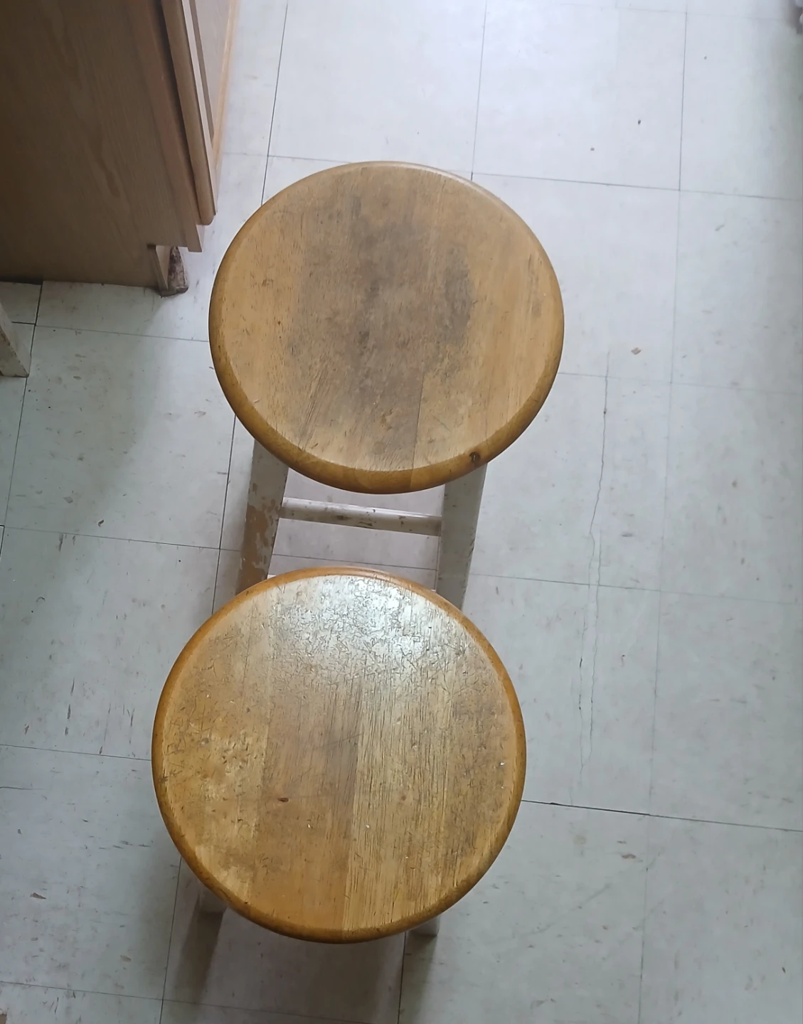 Set of Two Wooden Bar Stools