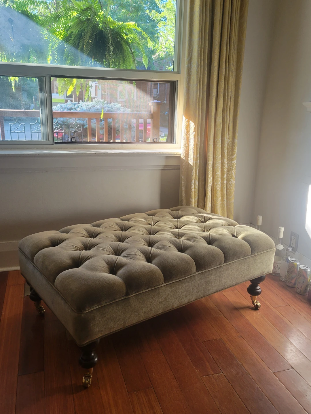 Beautiful Olive Green Velvet Ottoman