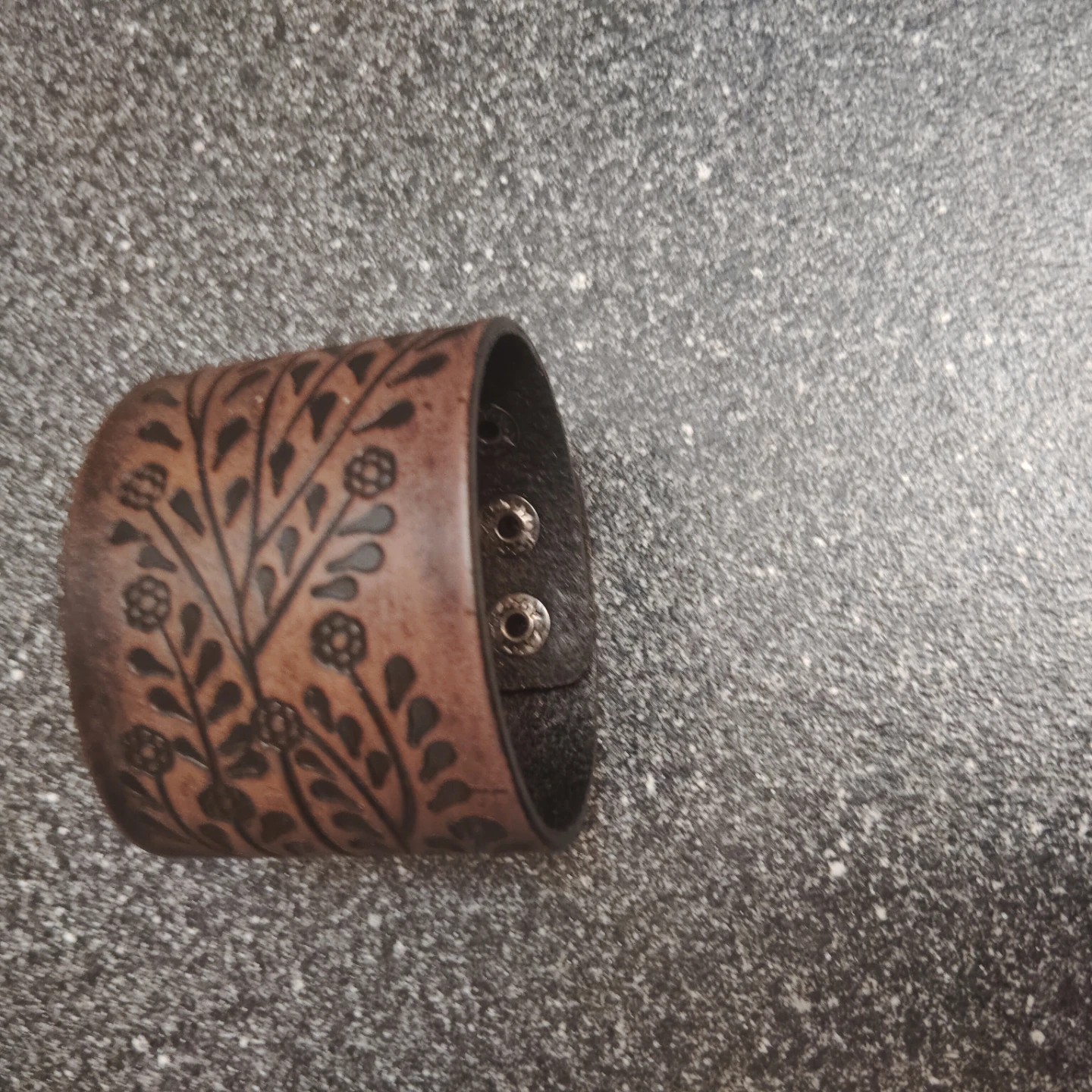Vintage Brown Leather Wide Band Bracelet - photo 4