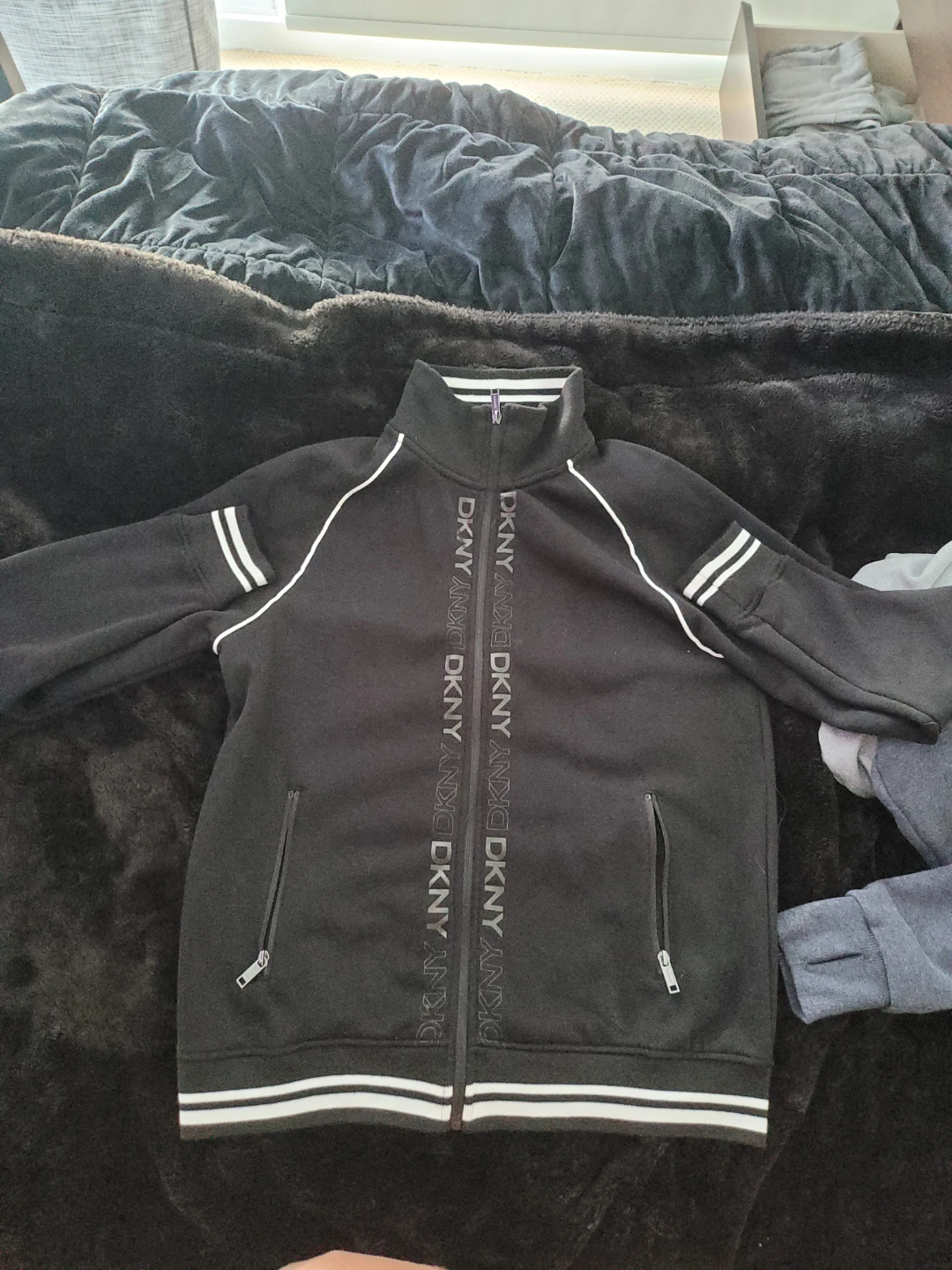DKNY Black Track Jacket with White Accents