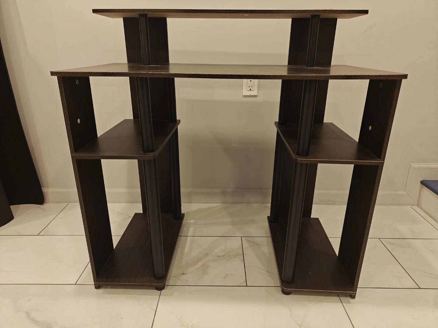 Black Modern Computer Desk with Shelves - photo 4