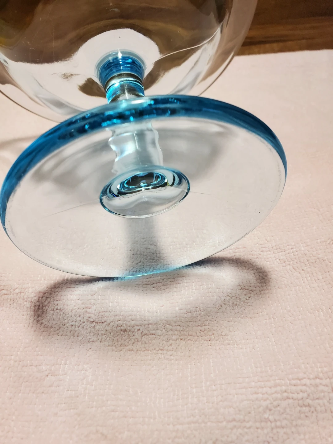 Vintage Blue Stemmed Glass Bowl - photo 5