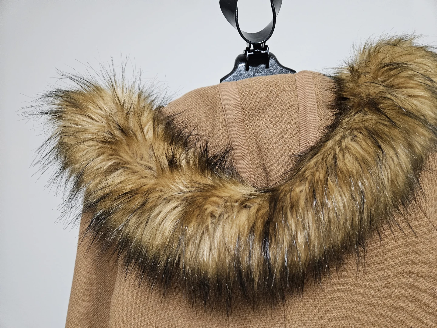 Tan Hooded Winter Coat with Faux Fur - photo 2