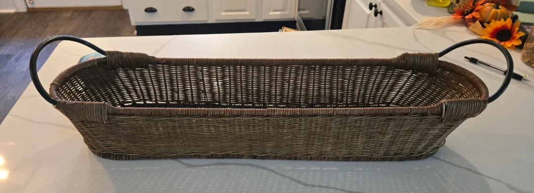 Woven Rectangular Basket with Handles