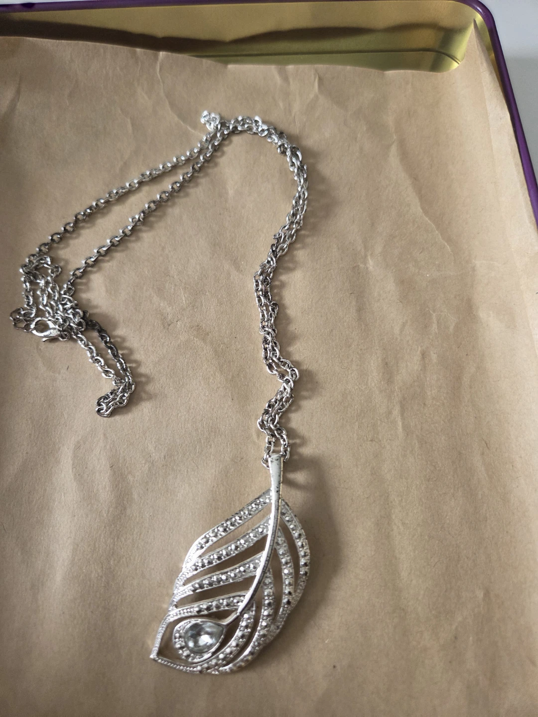 Silver-Tone Feather Pendant Necklace - photo 3