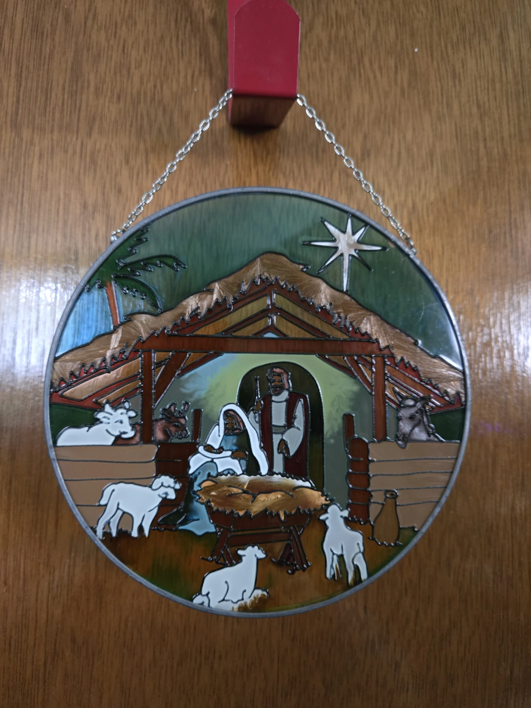 VINTAGE NATIVITY SCENE * STAINED GLASS * SUN CATCHER
