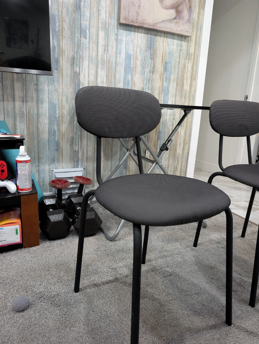 Black Folding Ikea Table and Two Chairs - photo 3