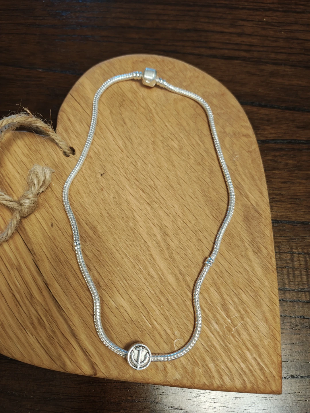 Silver- charm necklace with anchor bead - photo 2