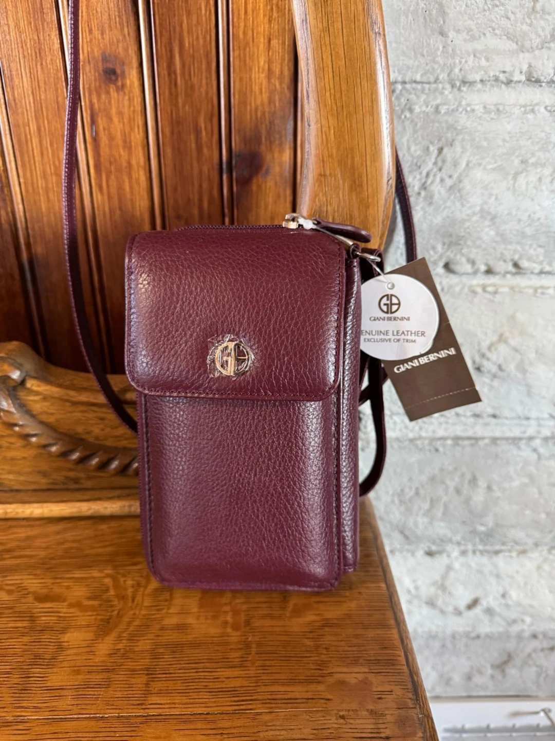 Giani Bernini Wine Leather Crossbody Phone Wallet 🏈 - photo 3
