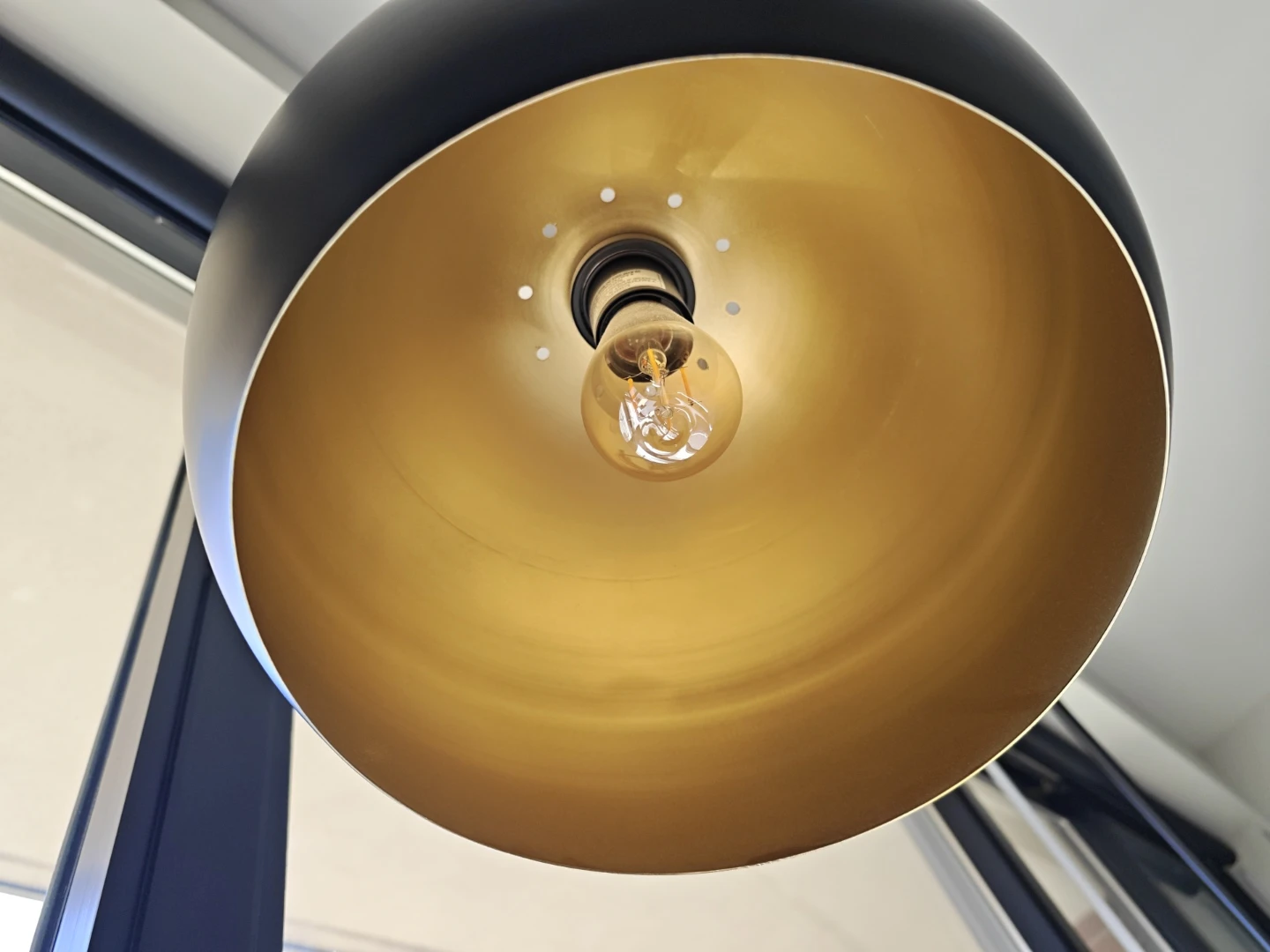 Black and Gold Arc Floor Lamp with Marble Base - photo 2