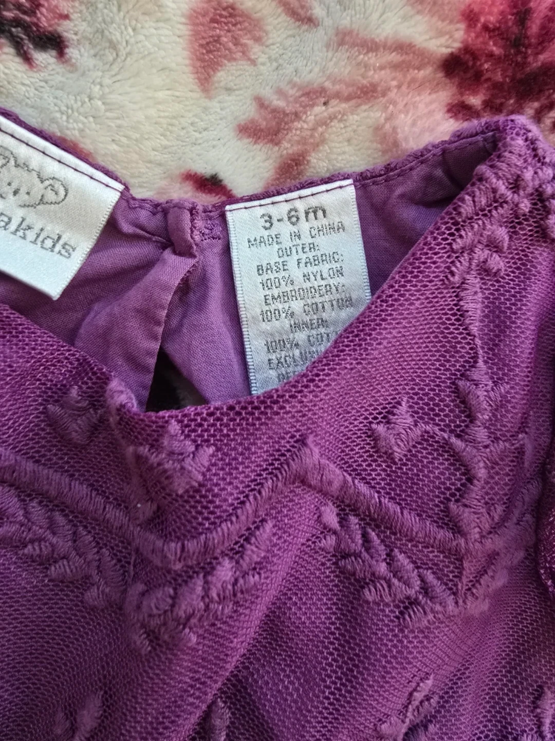 🏈Baby Girls Purple Embroidered Dress 3-6m - photo 2