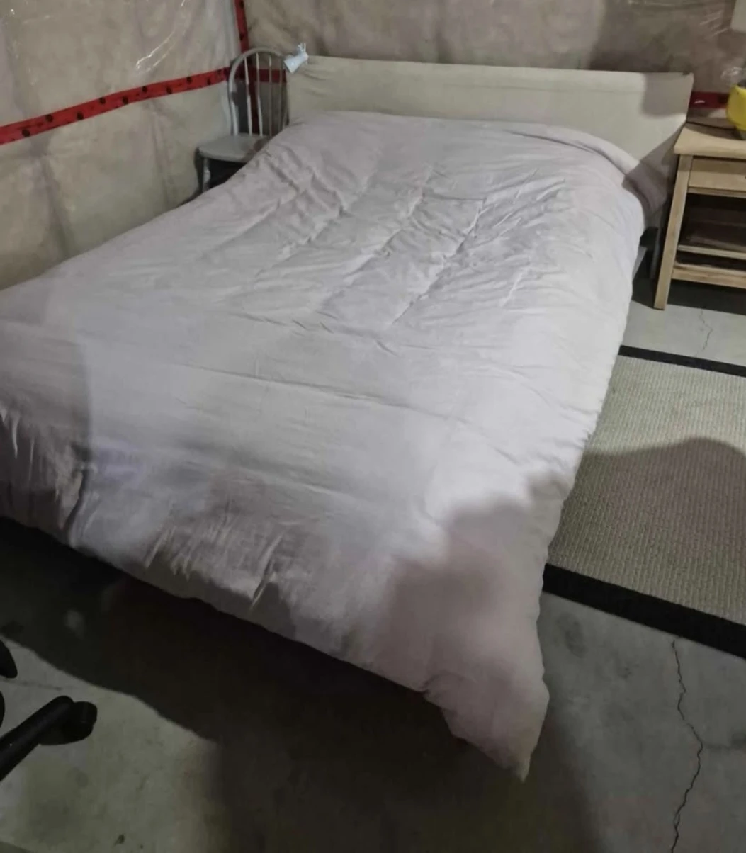Queen Bed with White Headboard and matress