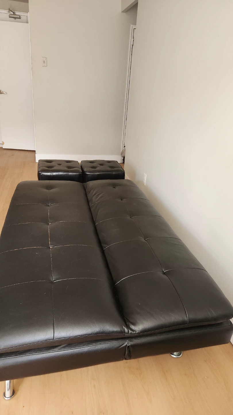 Black Futon with two small  ottomans OBO - photo 4