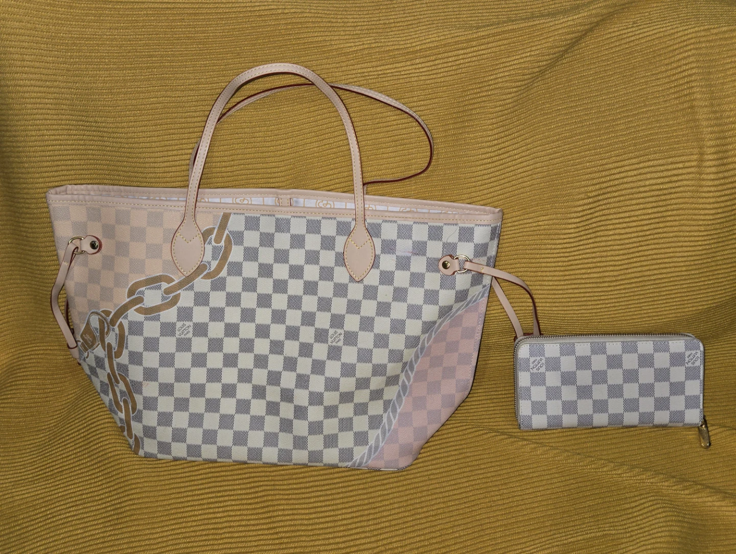 Louis Vuitton Damier Azur Tote Bag with Matching Wallet