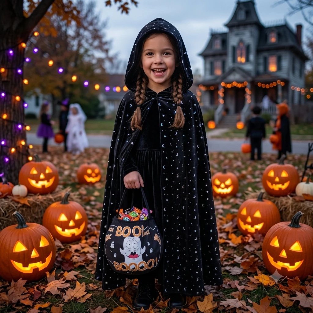 Kids Star and Moon Cape with Boo Treat Bag