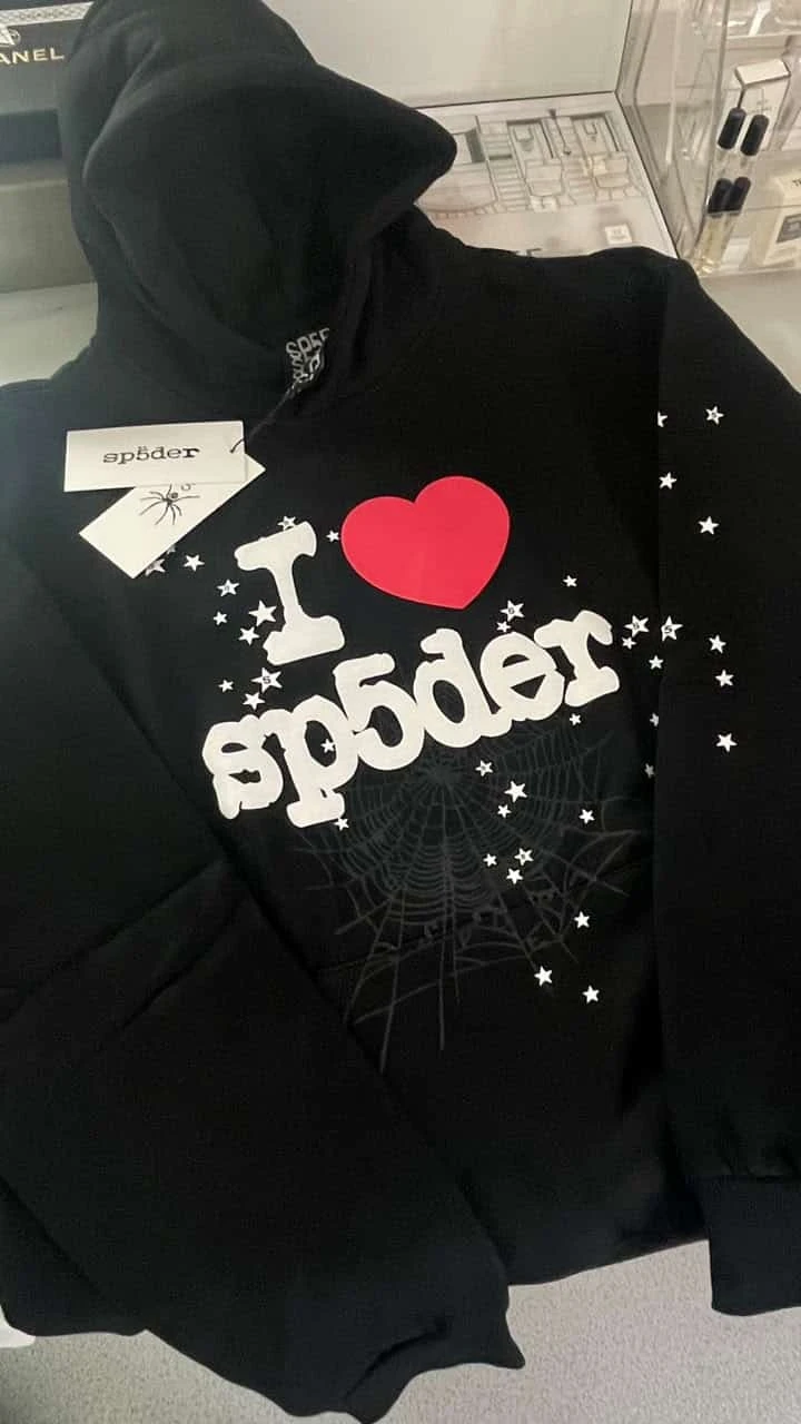 SP5DER I Heart Hoodie Black