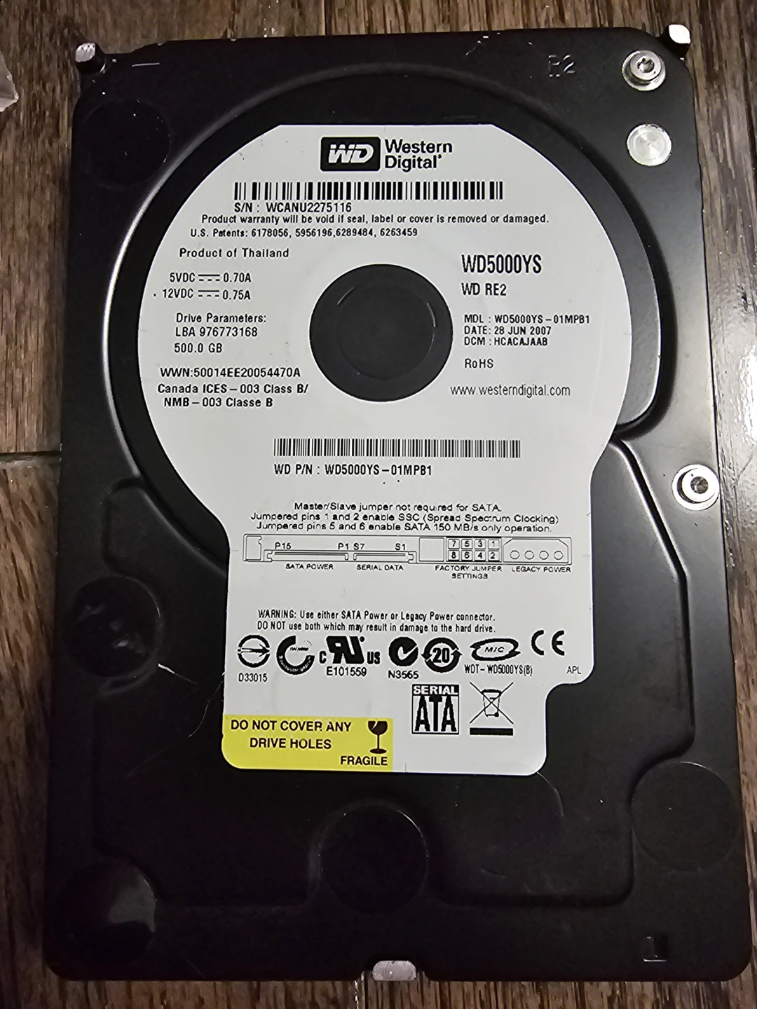 Western Digital WD5000YS 500GB Hard Drive