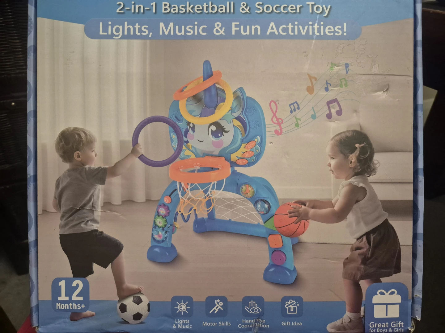 2-in-1 Unicorn Basketball and Soccer Toy