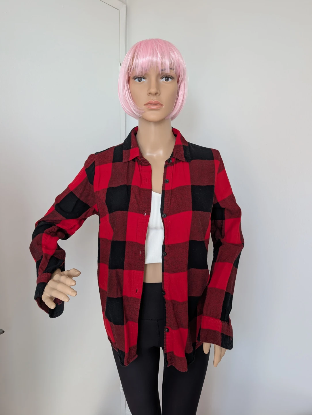 Old Navy Red and Black Plaid Flannel Shirt