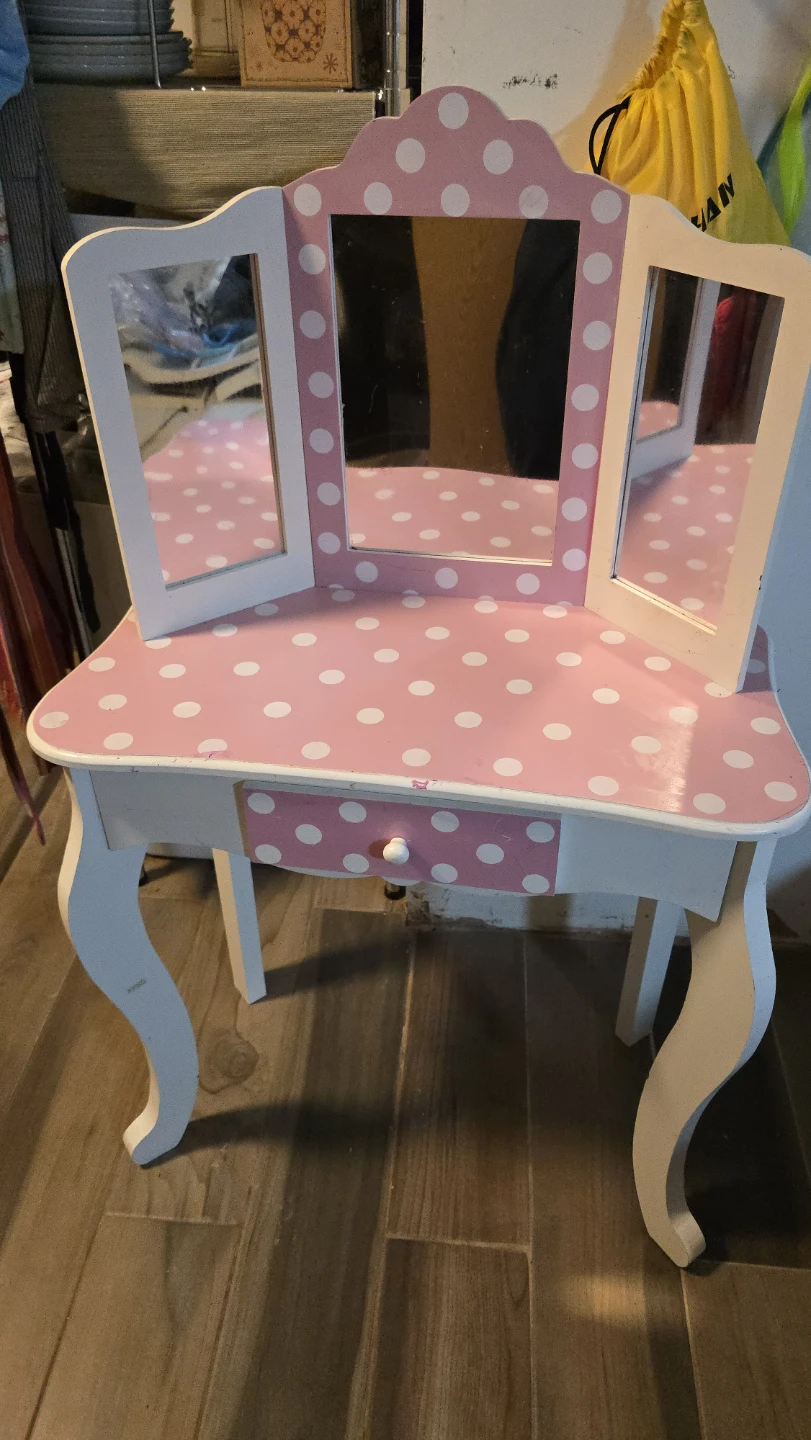 Kids Pink Polka Dot Vanity Table