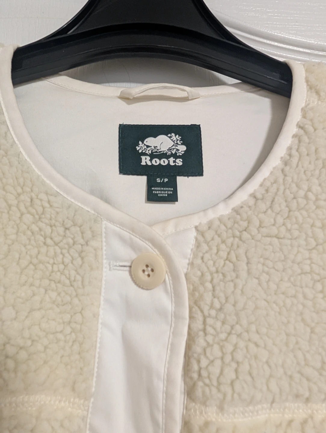 Roots Cream Sherpa Button-Down Jacket - Size S/P - photo 4