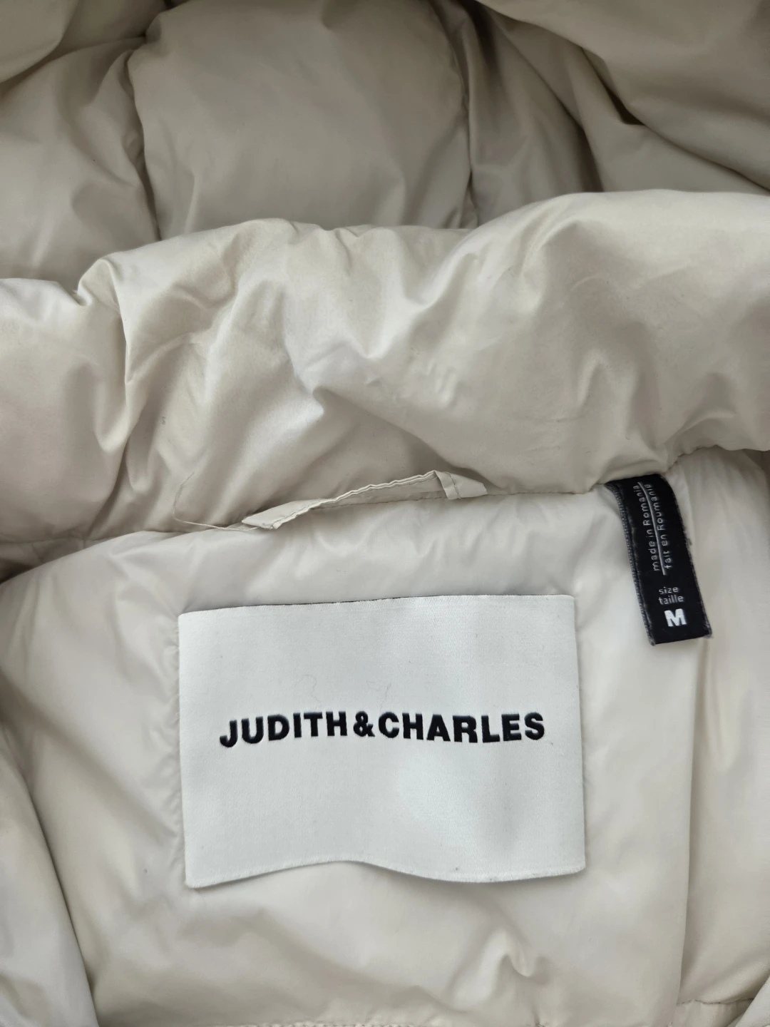 Judith & Charles Puffer Jacket - Cream, Size M - photo 2