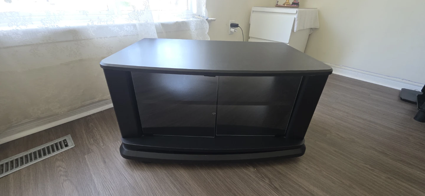 Black TV Stand with Glass Doors