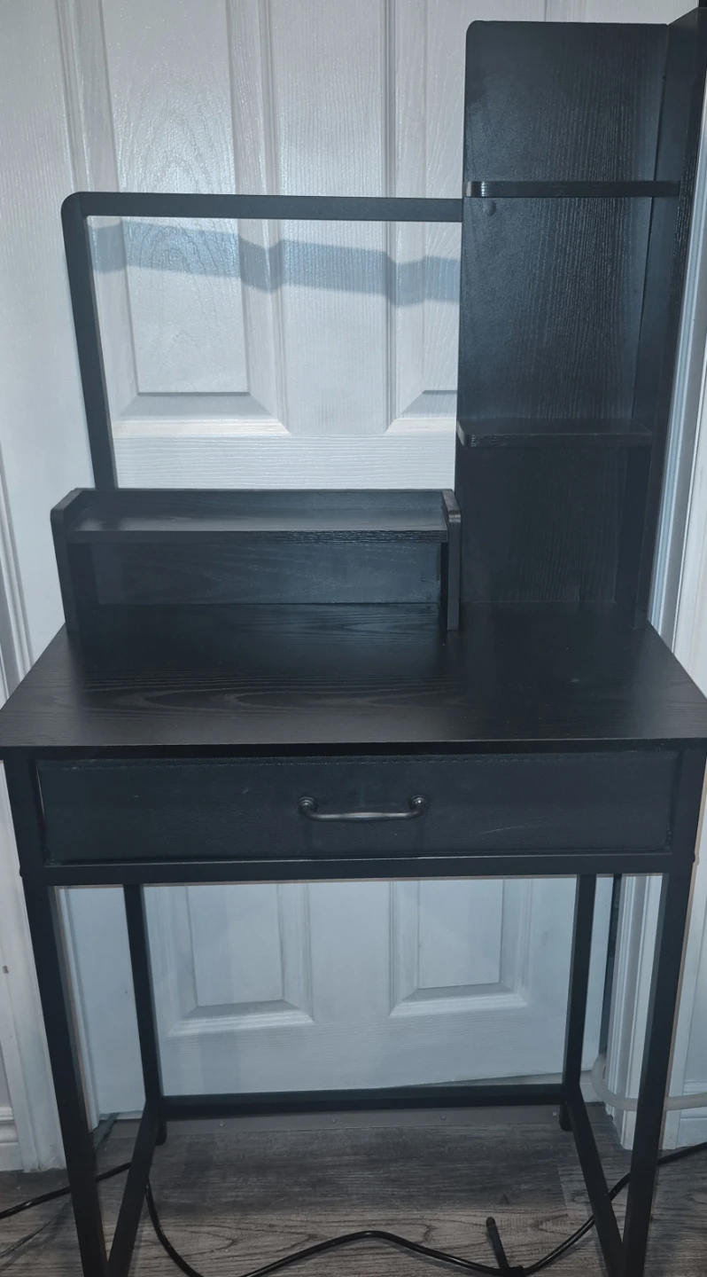 Black Vanity Table with Storage - photo 3