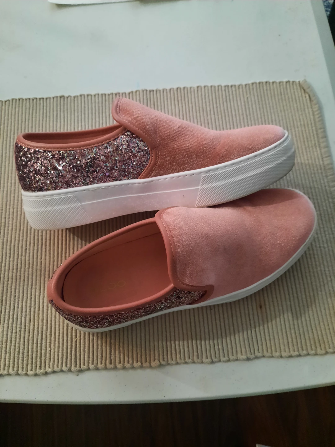 ALDO Pink Velvet Glitter Slip-On Shoes US 7.5