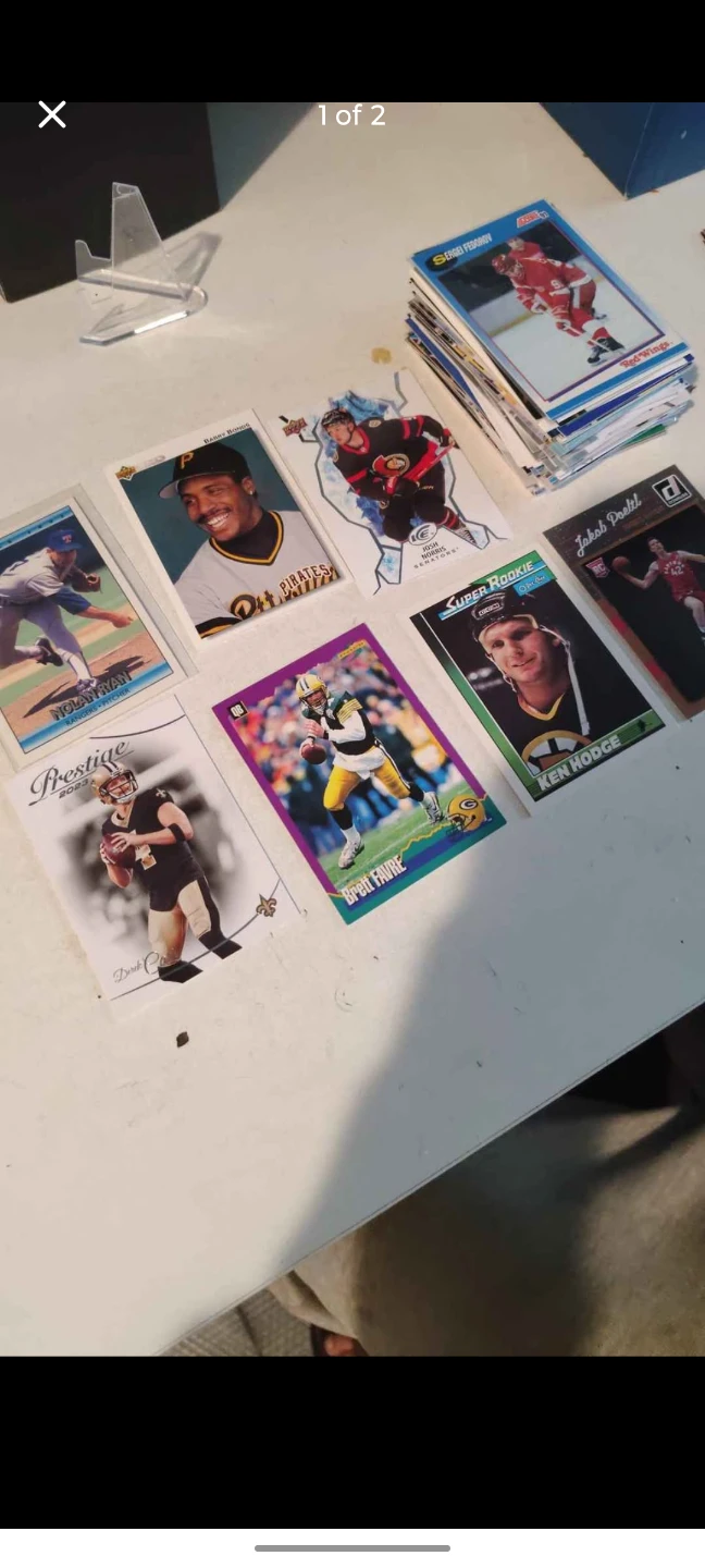 Stacks of sports cards for free