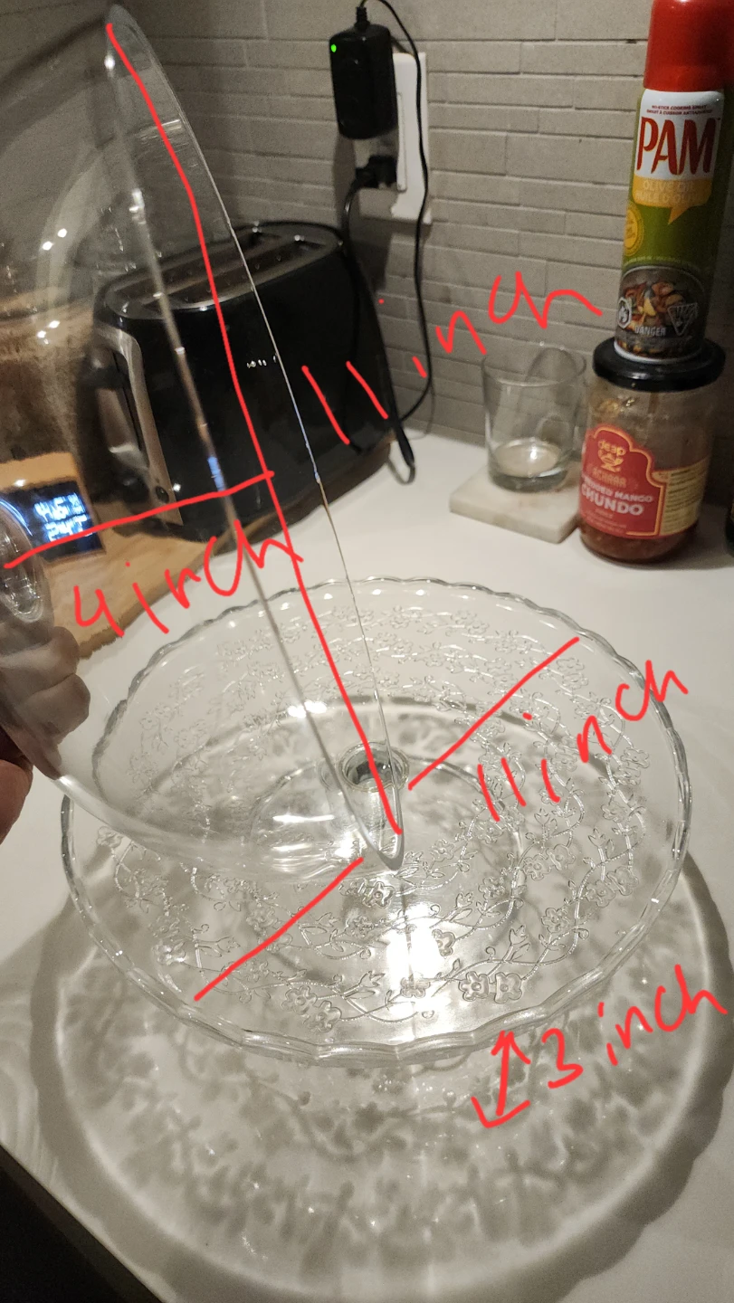 11" Clear Glass Cake Stand with Dome – Floral Vine Etched Design - photo 5
