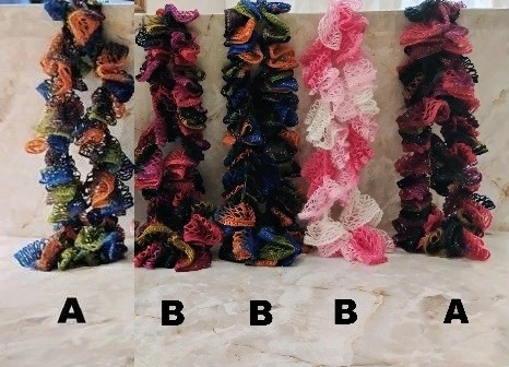 COLORFUL HANDMADE CROCHETED RUFFLE SCARVES
