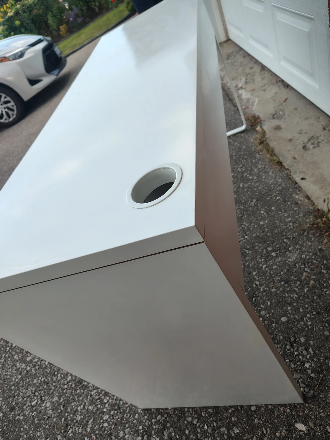 Modern White Desk with Wood Accents - photo 4