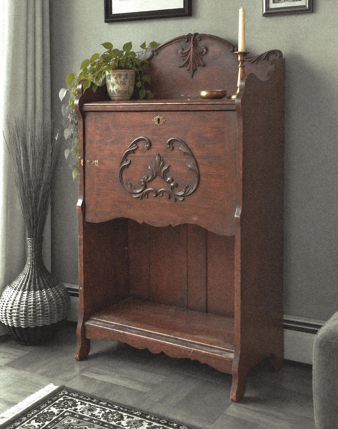 Antique Walnut Larkin Drop-Down Desk - photo 3