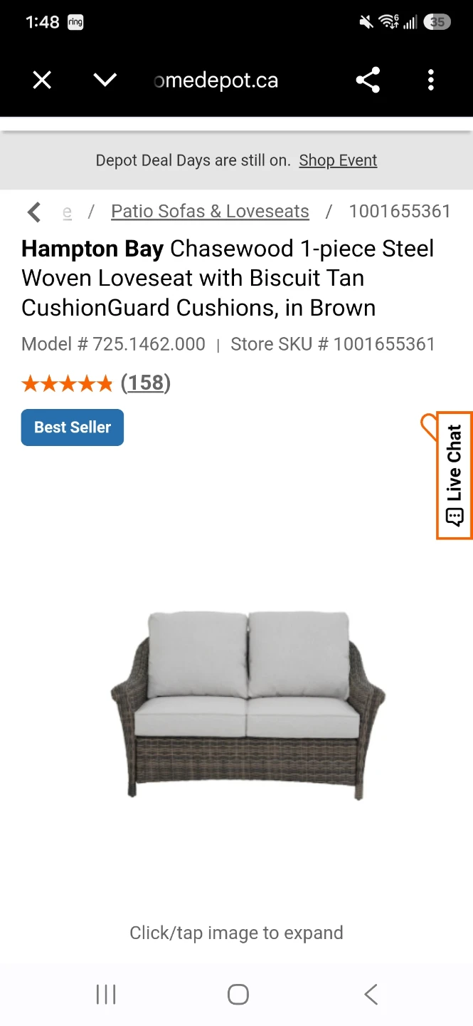 Hampton Bay loveseat outside furniture - photo 3