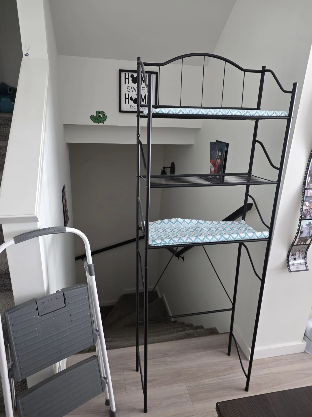 Black Metal Over-the-Toilet Storage Shelving Unit