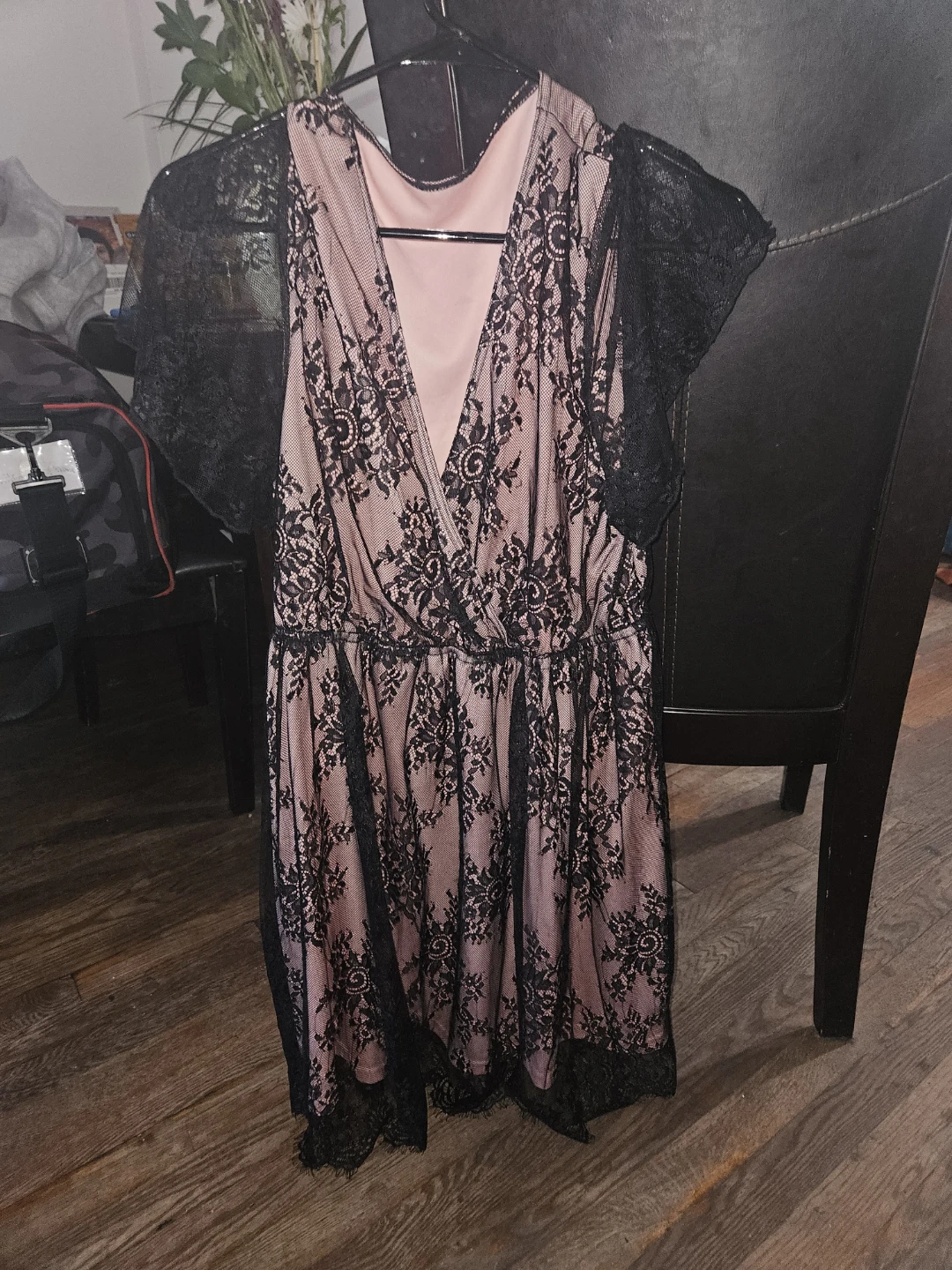 Pink and Black Lace Dress