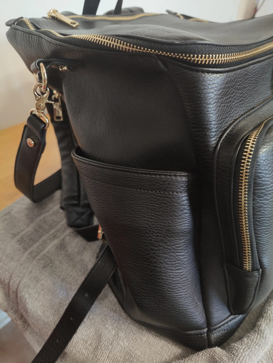 Poppy & Peonies Black Backpack Diaper Bag - photo 4