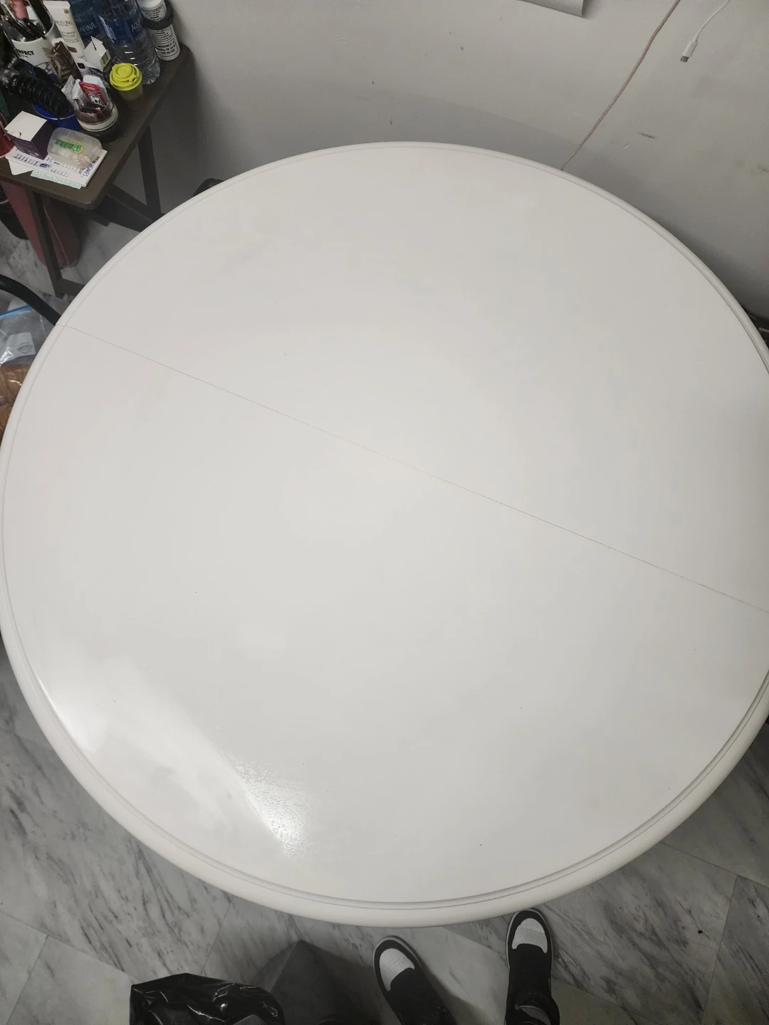 Round White Dining Table with 4 Black Chairs - photo 4