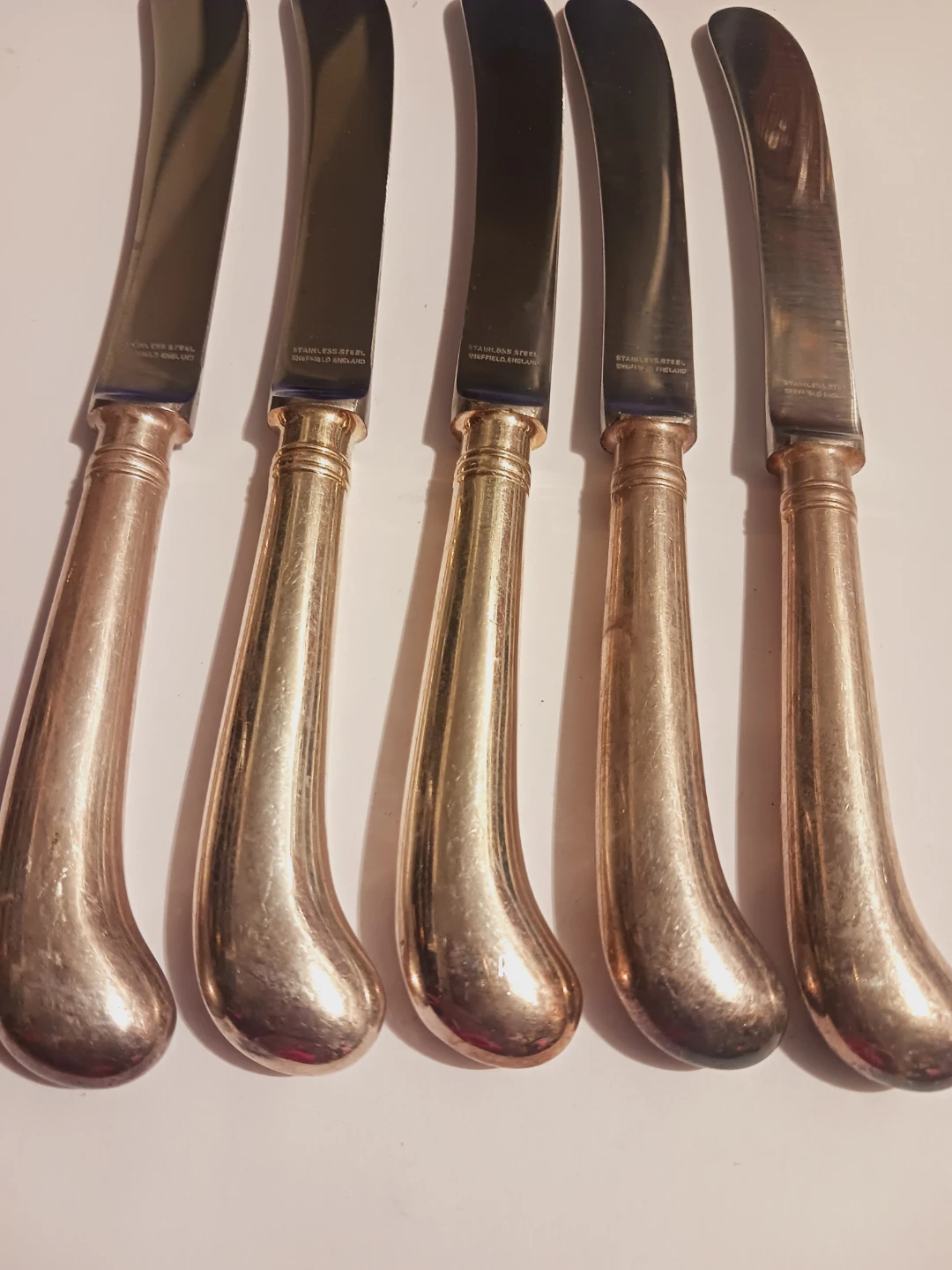 Set of 5 Pistol Handle Silver Knives