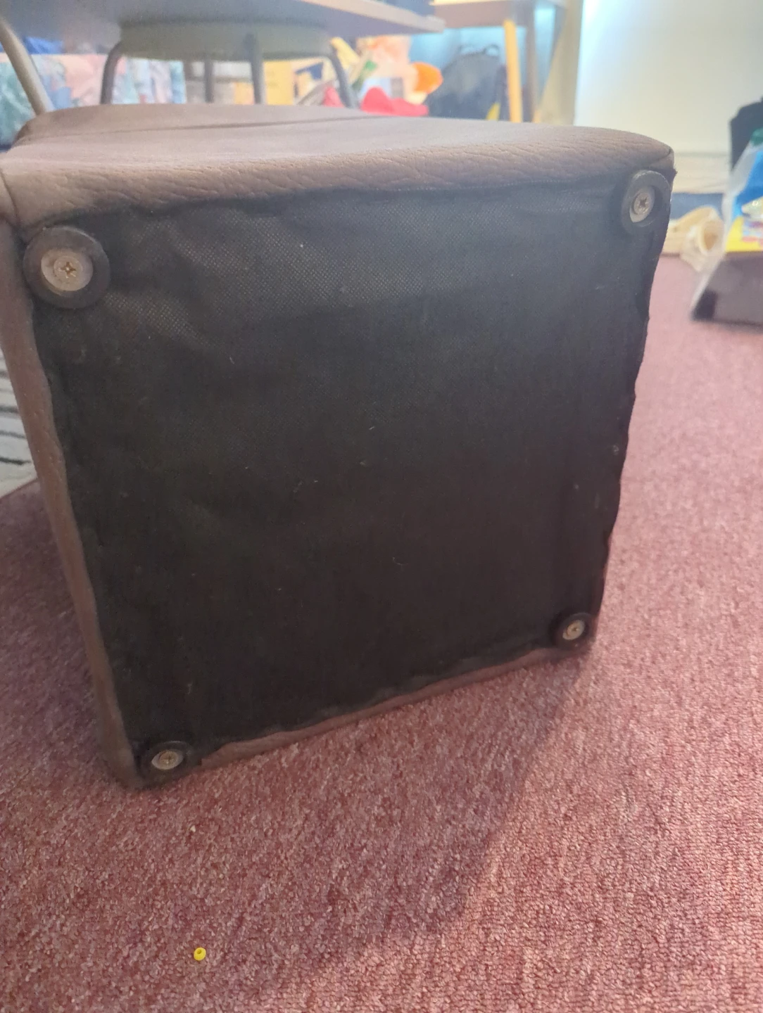 Brown Faux Leather Storage Ottoman - photo 2